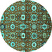 Round Oriental Turquoise Industrial Rug, urb807turq