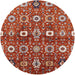 Round Mid-Century Modern Light Copper Gold Oriental Rug, urb807