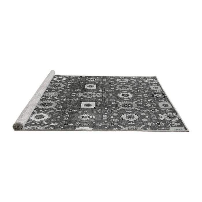 Sideview of Machine Washable Oriental Gray Industrial Rug, wshurb807gry