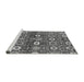 Sideview of Machine Washable Oriental Gray Industrial Rug, wshurb807gry