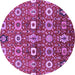 Round Machine Washable Oriental Purple Industrial Area Rugs, wshurb807pur