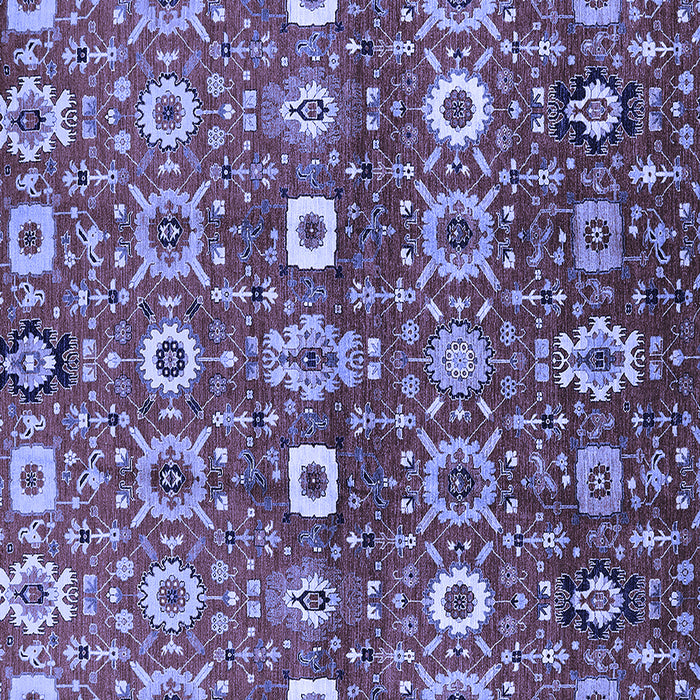 Square Machine Washable Oriental Blue Industrial Rug, wshurb807blu