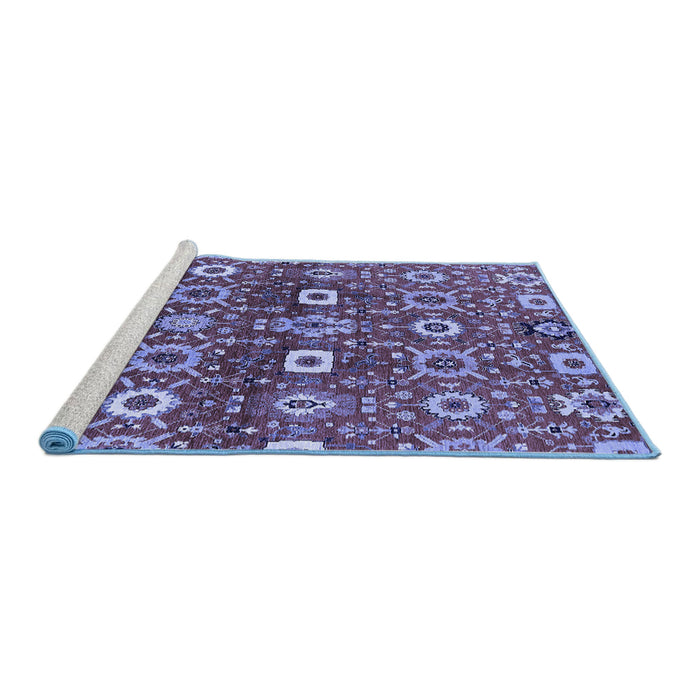 Sideview of Machine Washable Oriental Blue Industrial Rug, wshurb807blu