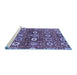 Sideview of Machine Washable Oriental Blue Industrial Rug, wshurb807blu