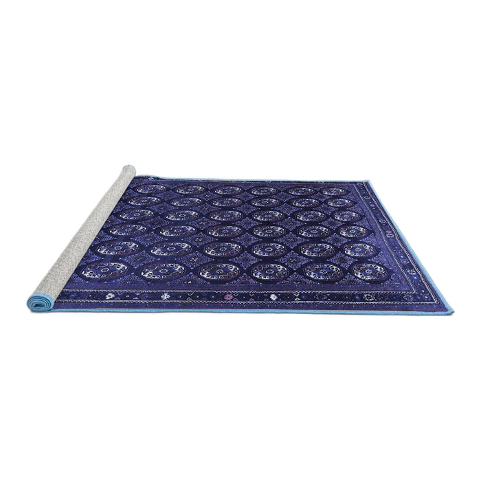 Sideview of Machine Washable Oriental Blue Industrial Rug, wshurb808blu