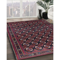 Mid-Century Modern Deep Red Oriental Rug, urb808