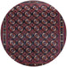 Round Mid-Century Modern Deep Red Oriental Rug, urb808