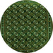 Round Oriental Green Industrial Rug, urb808grn