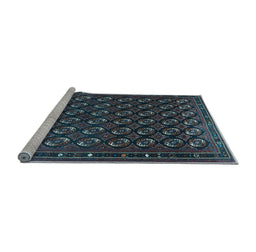 Sideview of Machine Washable Oriental Light Blue Industrial Rug, wshurb808lblu