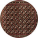 Round Oriental Brown Industrial Rug, urb808brn