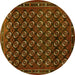 Round Machine Washable Oriental Yellow Industrial Rug, wshurb808yw