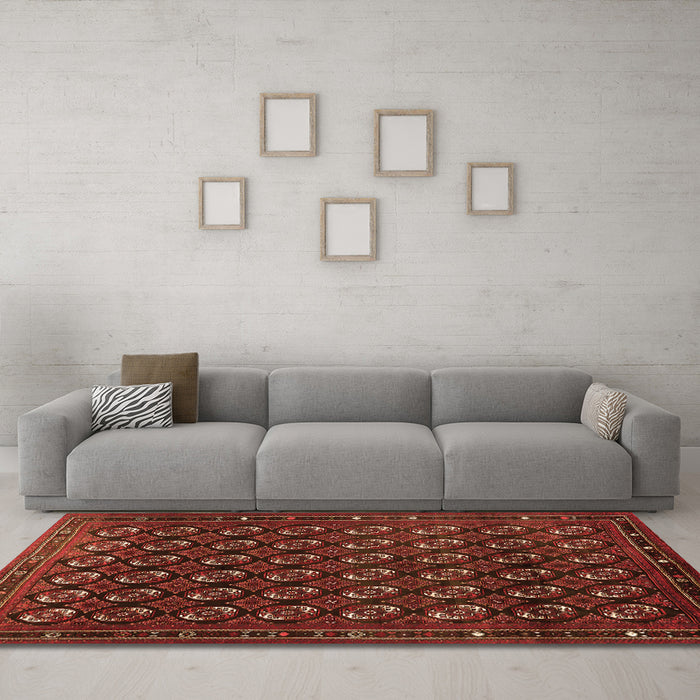 Machine Washable Oriental Orange Industrial Area Rugs in a Living Room, wshurb808org