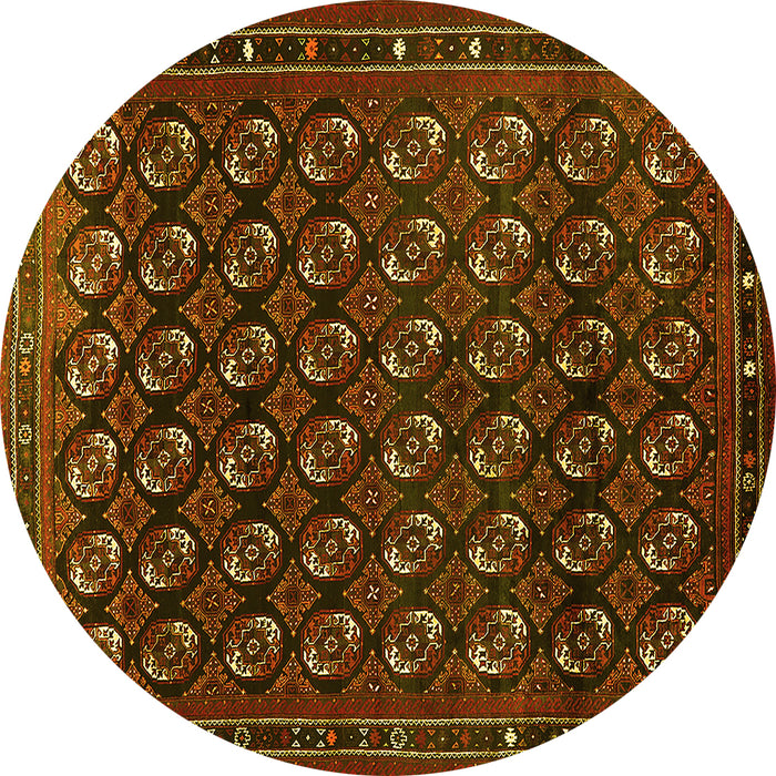 Round Oriental Yellow Industrial Rug, urb808yw