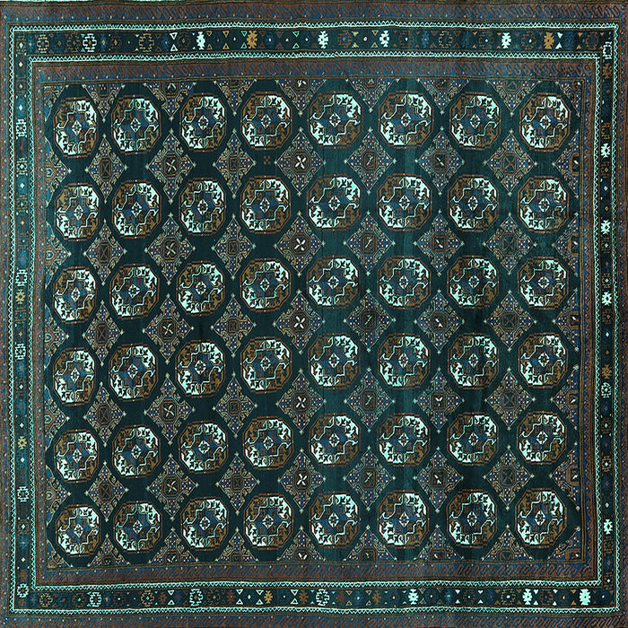 Square Oriental Turquoise Industrial Rug, urb808turq