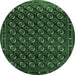 Round Oriental Emerald Green Industrial Rug, urb808emgrn