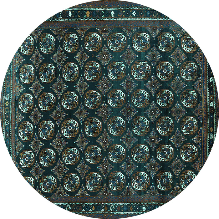 Round Oriental Turquoise Industrial Rug, urb808turq