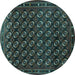 Round Oriental Turquoise Industrial Rug, urb808turq