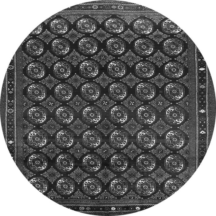 Round Machine Washable Oriental Gray Industrial Rug, wshurb808gry