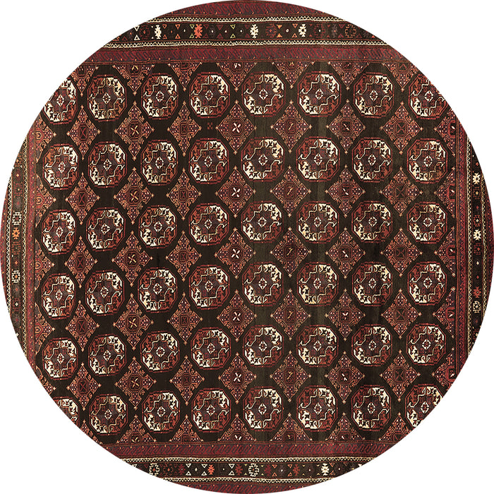 Round Machine Washable Oriental Brown Industrial Rug, wshurb808brn