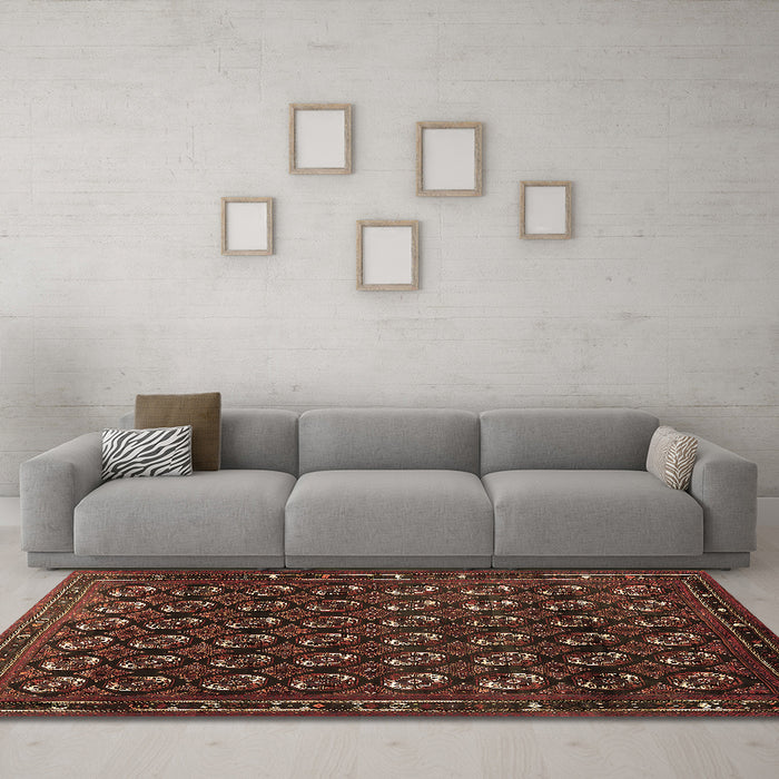 Machine Washable Oriental Brown Industrial Rug in a Living Room,, wshurb808brn