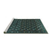 Sideview of Machine Washable Oriental Turquoise Industrial Area Rugs, wshurb808turq