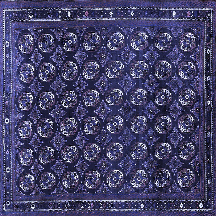 Square Machine Washable Oriental Blue Industrial Rug, wshurb808blu