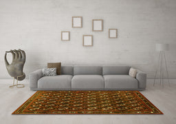 Machine Washable Oriental Yellow Industrial Rug in a Living Room, wshurb808yw