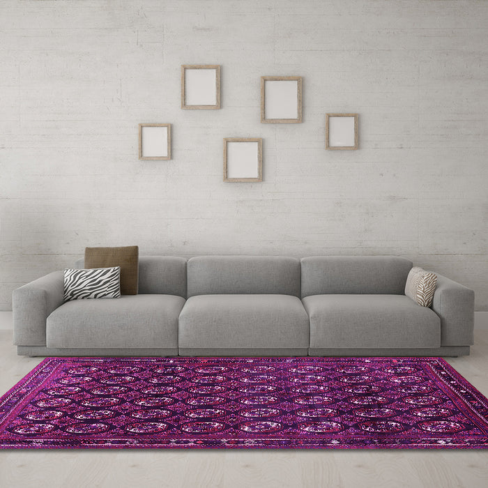 Machine Washable Oriental Pink Industrial Rug in a Living Room, wshurb808pnk