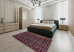 Mid-Century Modern Deep Red Oriental Rug in a Bedroom, urb808