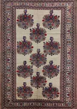 Mid-Century Modern Purple Lily Purple Oriental Rug, urb809