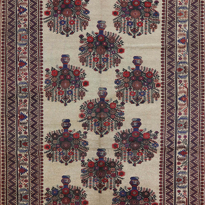 Mid-Century Modern Purple Lily Purple Oriental Rug, urb809