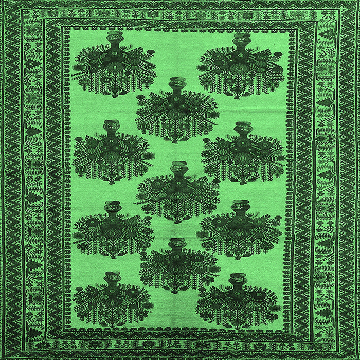 Square Oriental Emerald Green Industrial Rug, urb809emgrn