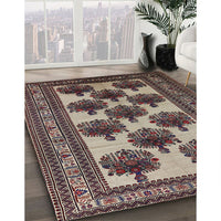 Mid-Century Modern Purple Lily Purple Oriental Rug, urb809