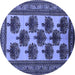 Round Oriental Blue Industrial Rug, urb809blu