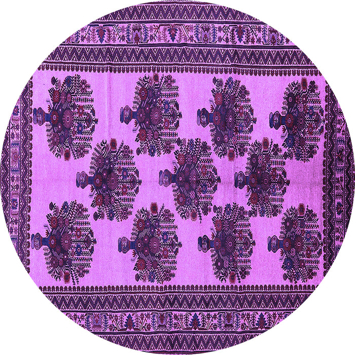Round Machine Washable Oriental Purple Industrial Area Rugs, wshurb809pur