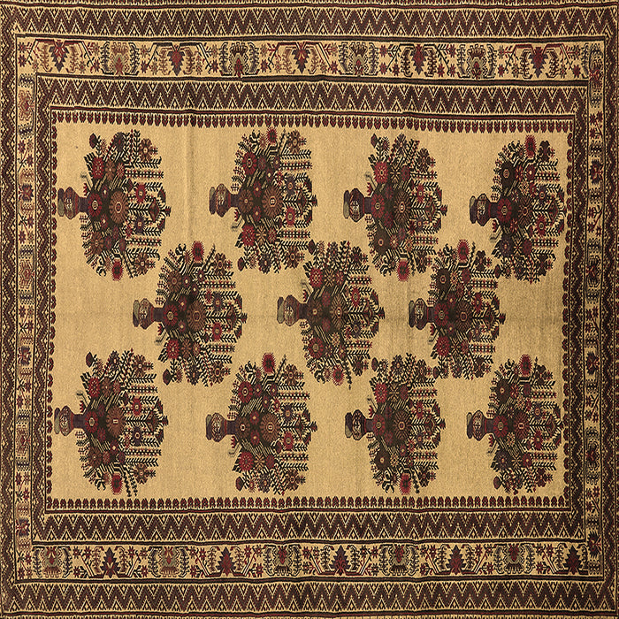 Square Oriental Brown Industrial Rug, urb809brn