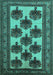 Machine Washable Oriental Turquoise Industrial Area Rugs, wshurb809turq