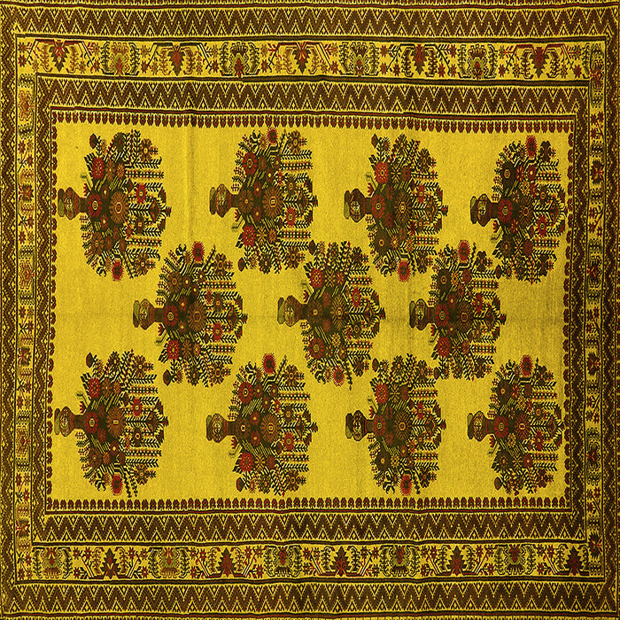 Square Oriental Yellow Industrial Rug, urb809yw
