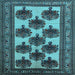 Square Machine Washable Oriental Light Blue Industrial Rug, wshurb809lblu