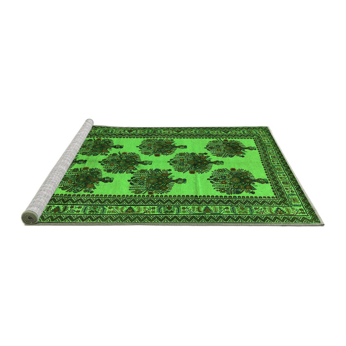Sideview of Machine Washable Oriental Green Industrial Area Rugs, wshurb809grn