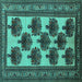 Square Oriental Turquoise Industrial Rug, urb809turq