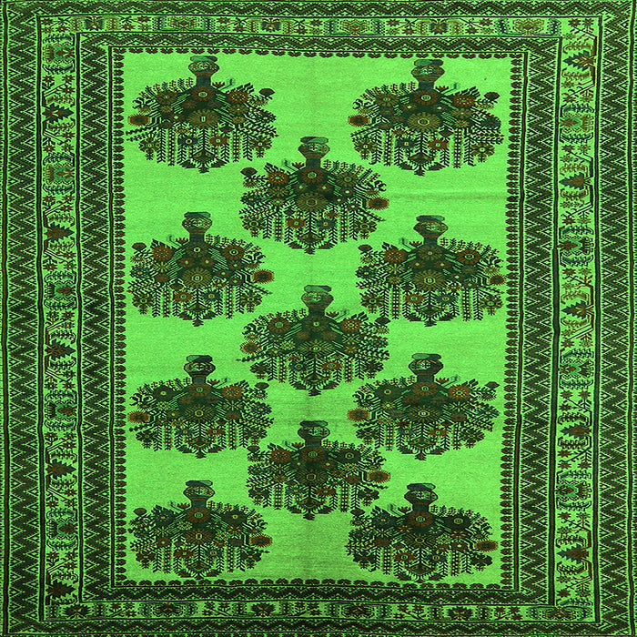 Square Oriental Green Industrial Rug, urb809grn