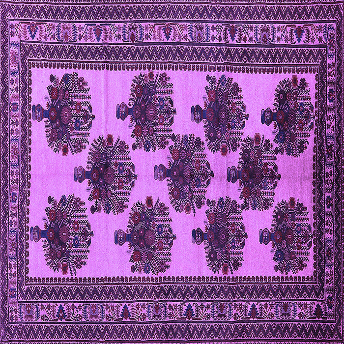 Square Machine Washable Oriental Purple Industrial Area Rugs, wshurb809pur