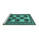 Sideview of Machine Washable Oriental Turquoise Industrial Area Rugs, wshurb809turq