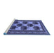 Sideview of Machine Washable Oriental Blue Industrial Rug, wshurb809blu