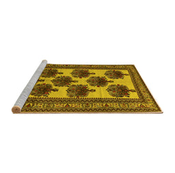 Sideview of Machine Washable Oriental Yellow Industrial Rug, wshurb809yw
