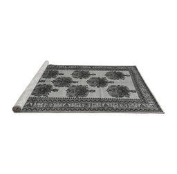 Sideview of Machine Washable Oriental Gray Industrial Rug, wshurb809gry