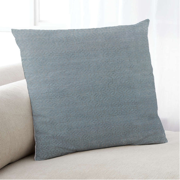 Lifestyle Image of Mid-Century Modern Urban Square Columbia Blue Throw Pillow, 18 inch by 18 inch, pwurb80