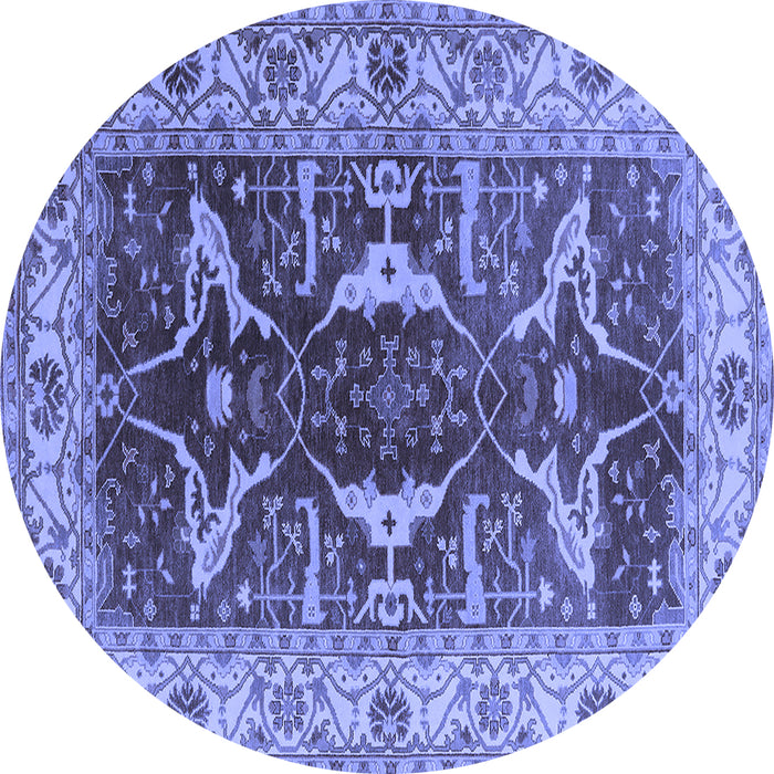 Round Oriental Blue Traditional Rug, urb810blu