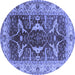 Round Oriental Blue Traditional Rug, urb810blu